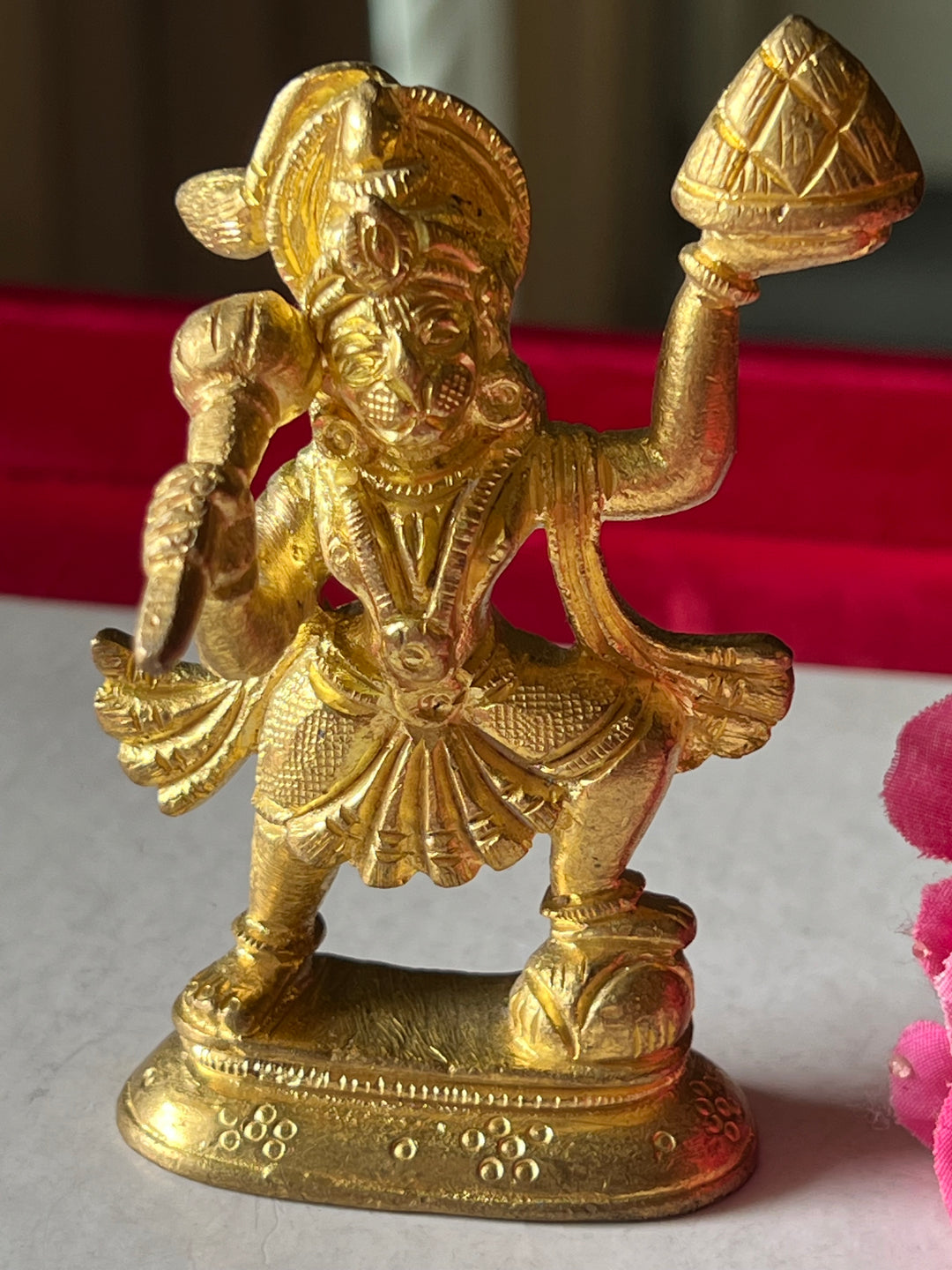 Antique Brass Standing Hanuman: Divine Vigor