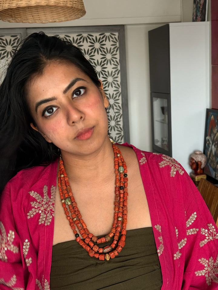 Coral Turquoise Silver Necklace | SHIVKA