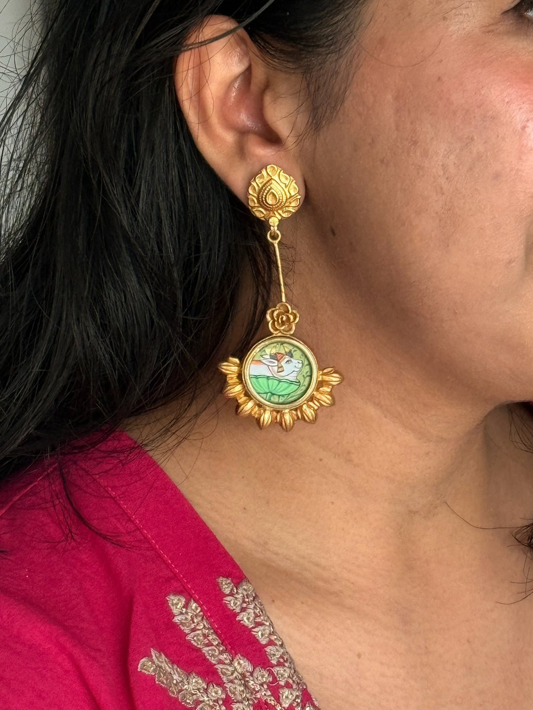 Hand-Painted Silver Earrings | SHIVKA