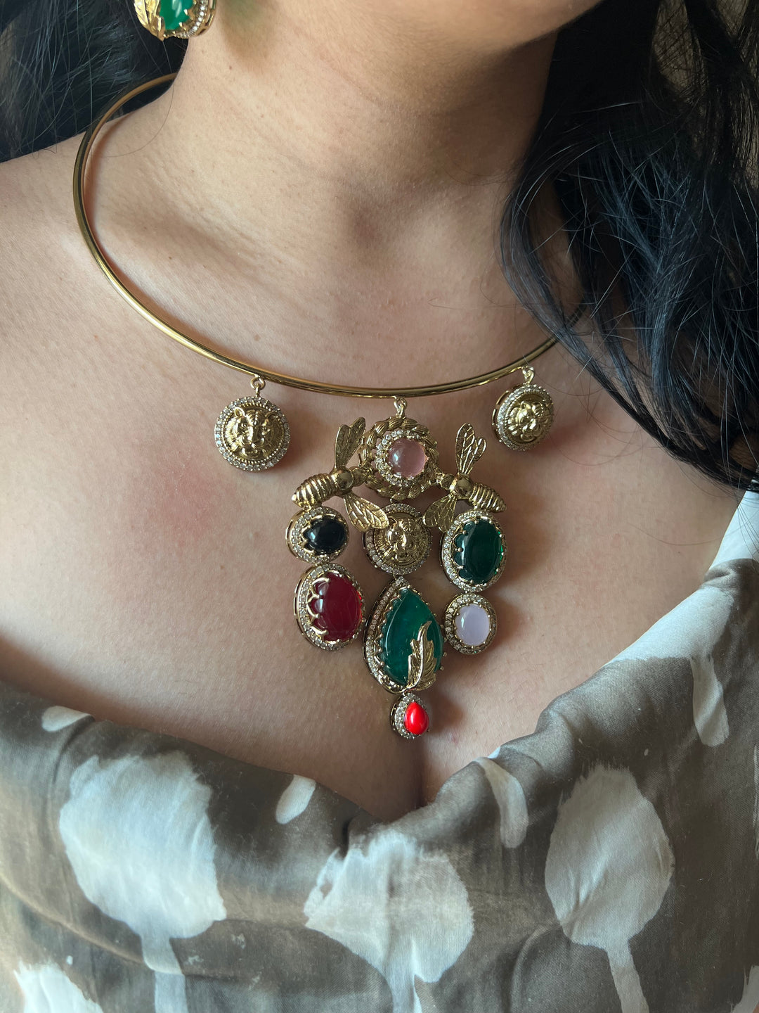 Elegant Animal Figurine Designer Necklace Set | SHIVKA | Brass, Copper & Silver | Perfect for Destination Weddings