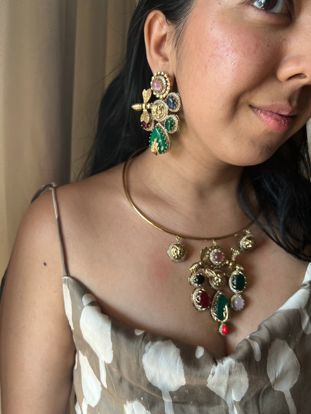 Elegant Animal Figurine Designer Necklace Set | SHIVKA | Brass, Copper & Silver | Perfect for Destination Weddings