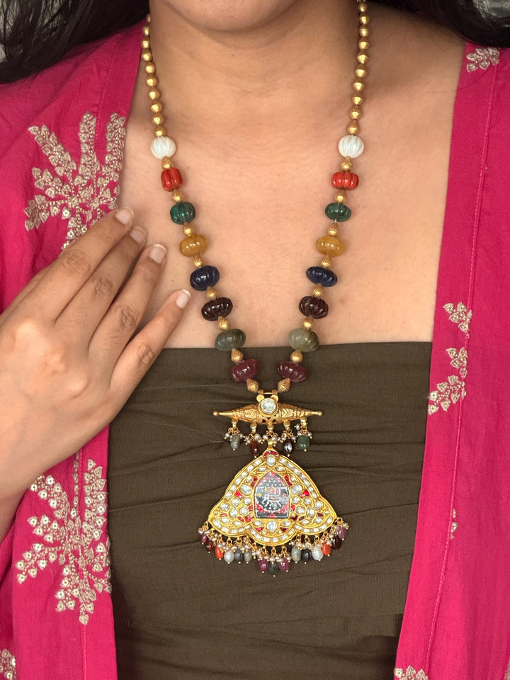 Handmade Hand-Painted Elephant Pendant 925 Silver Fusion Necklace