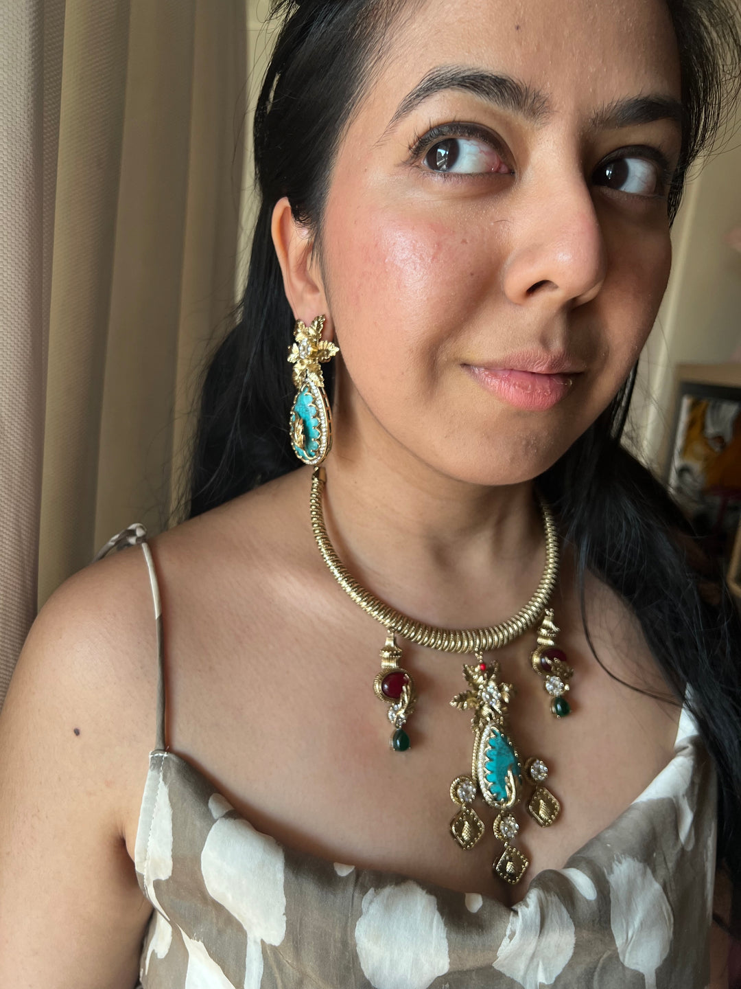 Elegant Designer Necklace Set | SHIVKA | Brass, Copper & Silver | Perfect for Destination Weddings