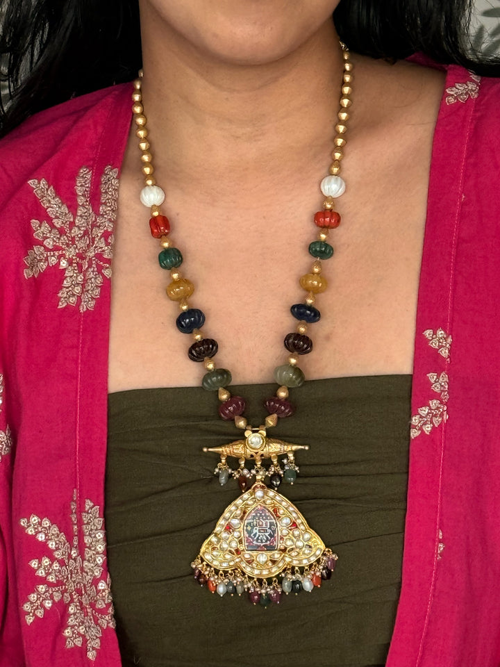 Handmade Hand-Painted Elephant Pendant 925 Silver Fusion Necklace