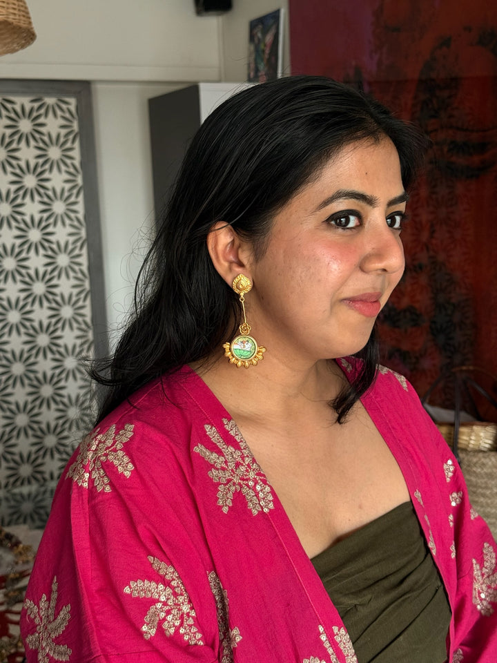 Hand-Painted Silver Earrings | SHIVKA