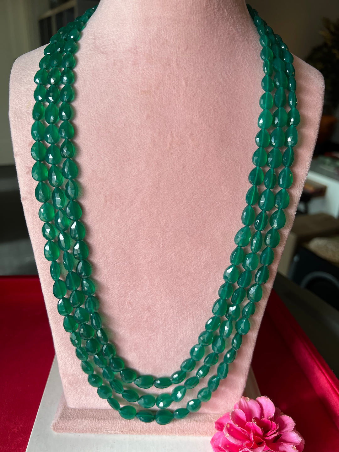 Green Onyx Almond Cut Mala