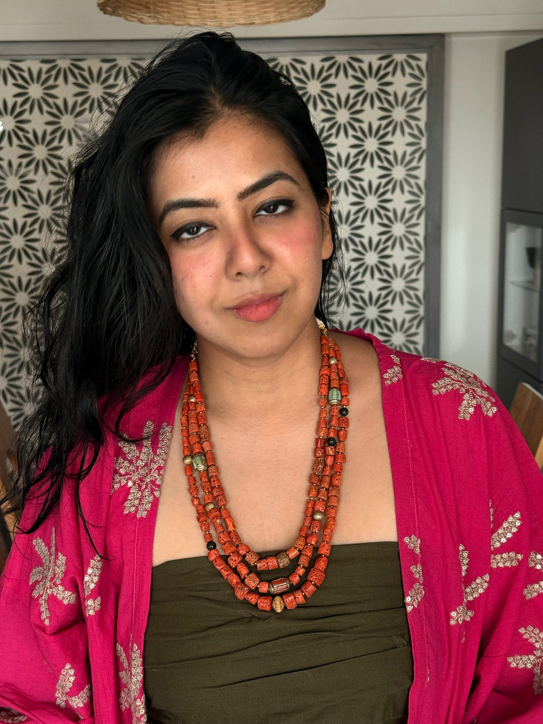 Coral Turquoise Silver Necklace | SHIVKA