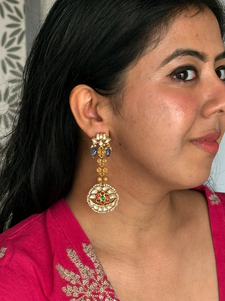 925 Silver Kundan Pearl Earrings | SHIVKA