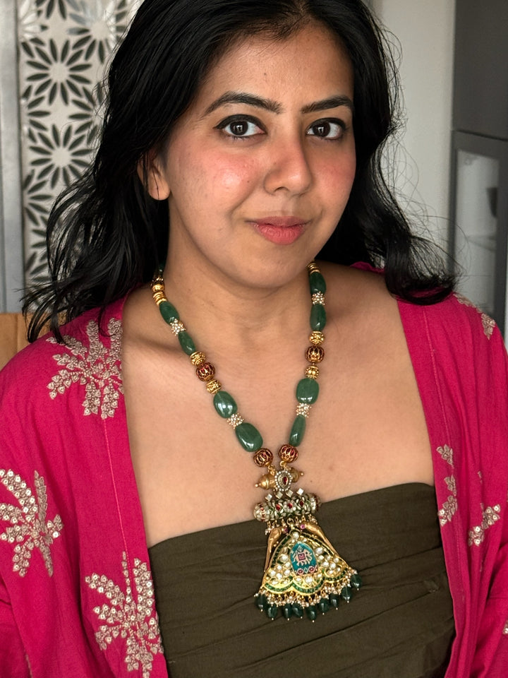 Handmade Hand-Painted Elephant Pendant 925 Silver Fusion Necklace