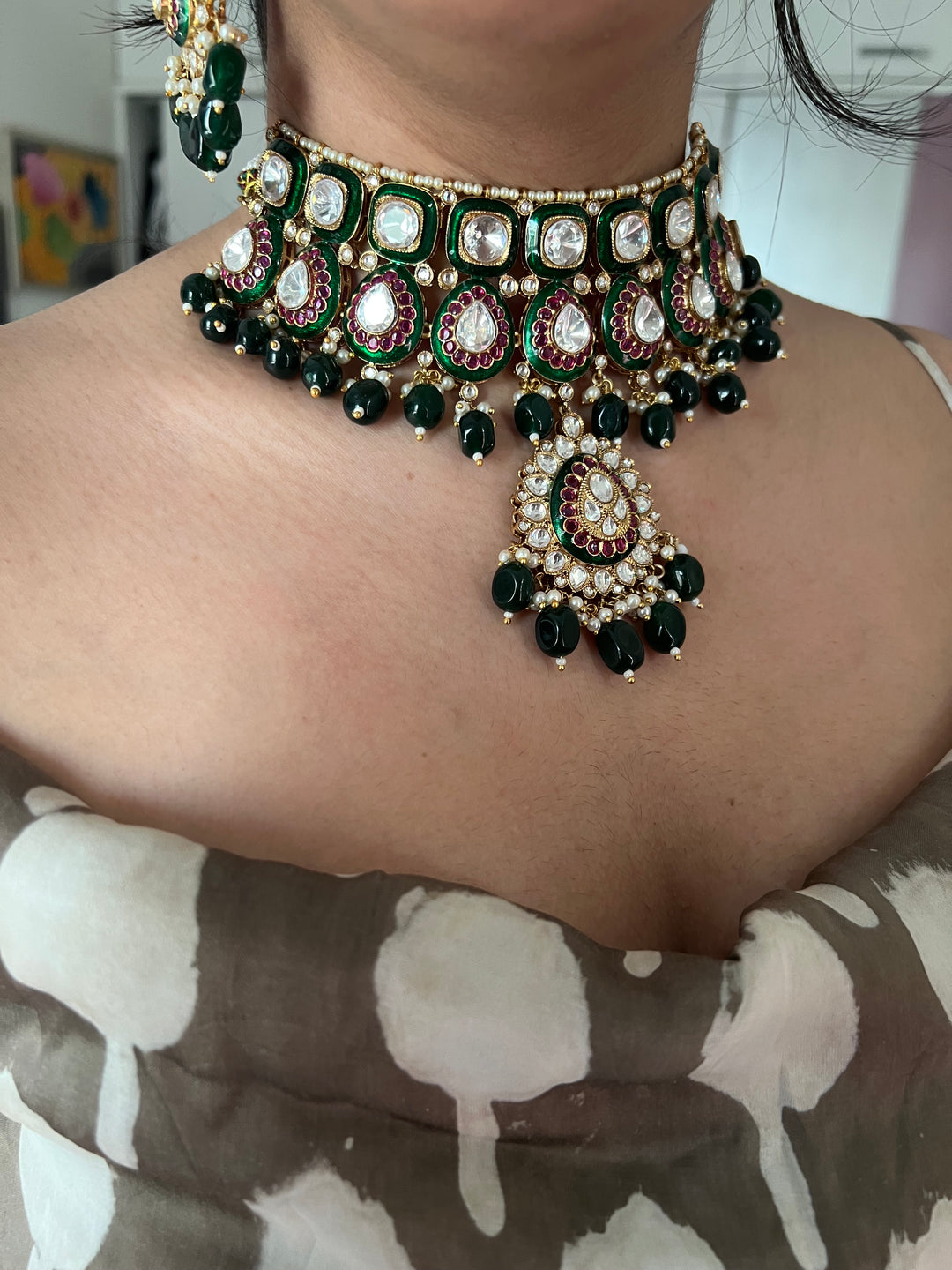 Royal Bridal Necklace with Earrings and Maangtikka/ Wedding Set/ Bridal Jewellery/ Wedding Jewellery/ Royal Bride