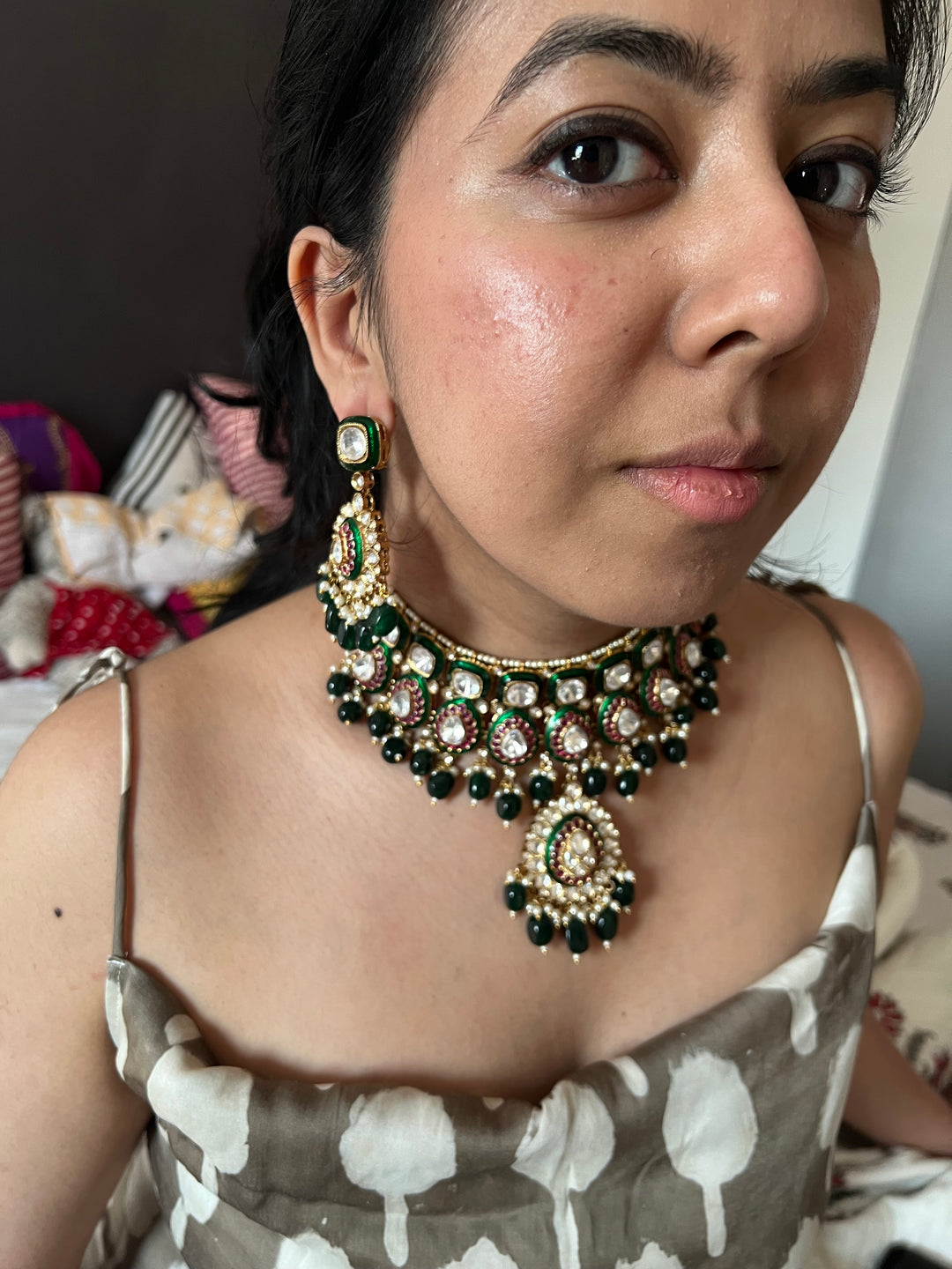 Royal Bridal Necklace with Earrings and Maangtikka/ Wedding Set/ Bridal Jewellery/ Wedding Jewellery/ Royal Bride