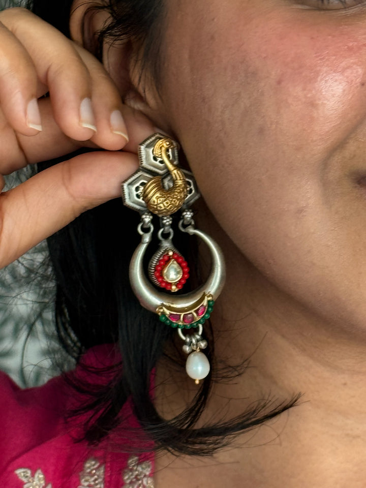 Tribal Peacock 925 Silver Earrings | SHIVKA