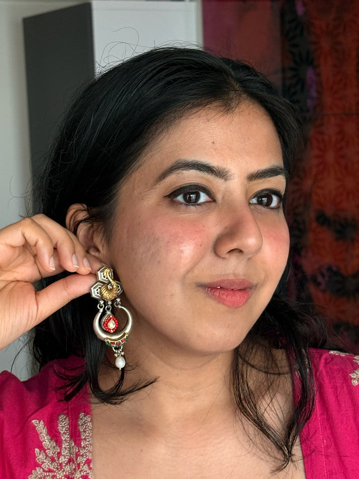 Tribal Peacock 925 Silver Earrings | SHIVKA