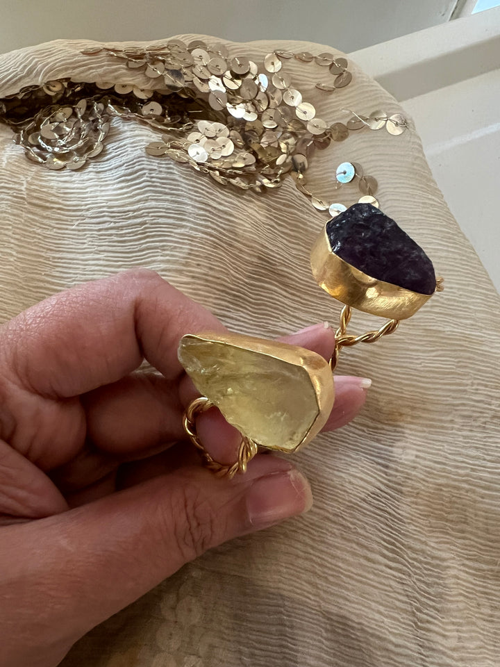 Beautiful Natural Raw Stone Open Cuff