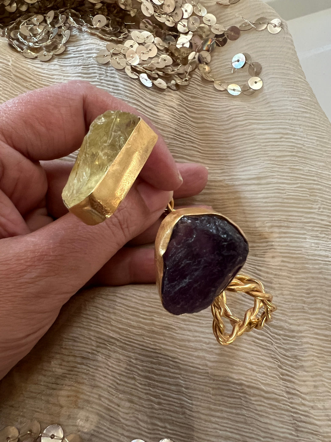 Beautiful Natural Raw Stone Open Cuff