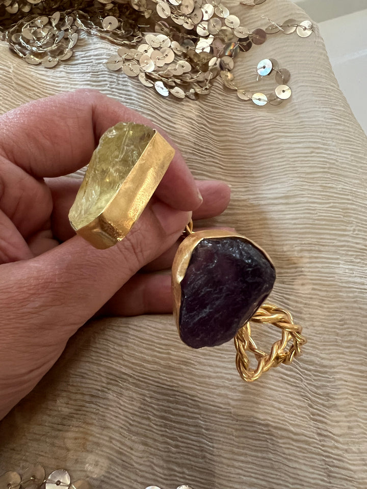 Beautiful Natural Raw Stone Open Cuff