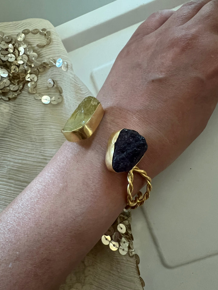 Beautiful Natural Raw Stone Open Cuff