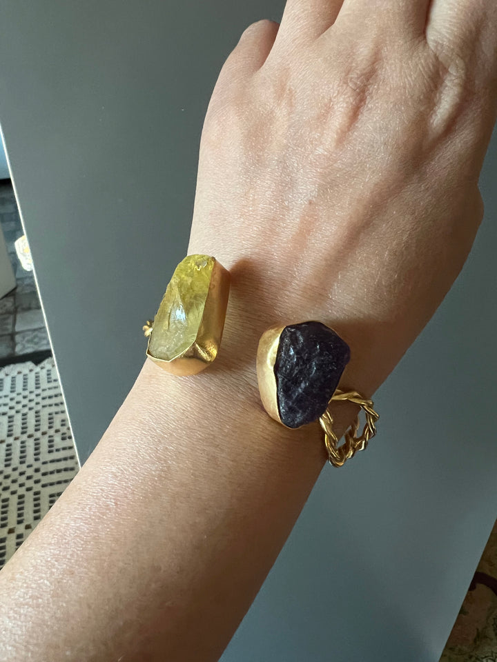 Beautiful Natural Raw Stone Open Cuff