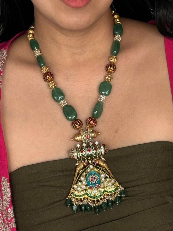 Handmade Hand-Painted Elephant Pendant 925 Silver Fusion Necklace