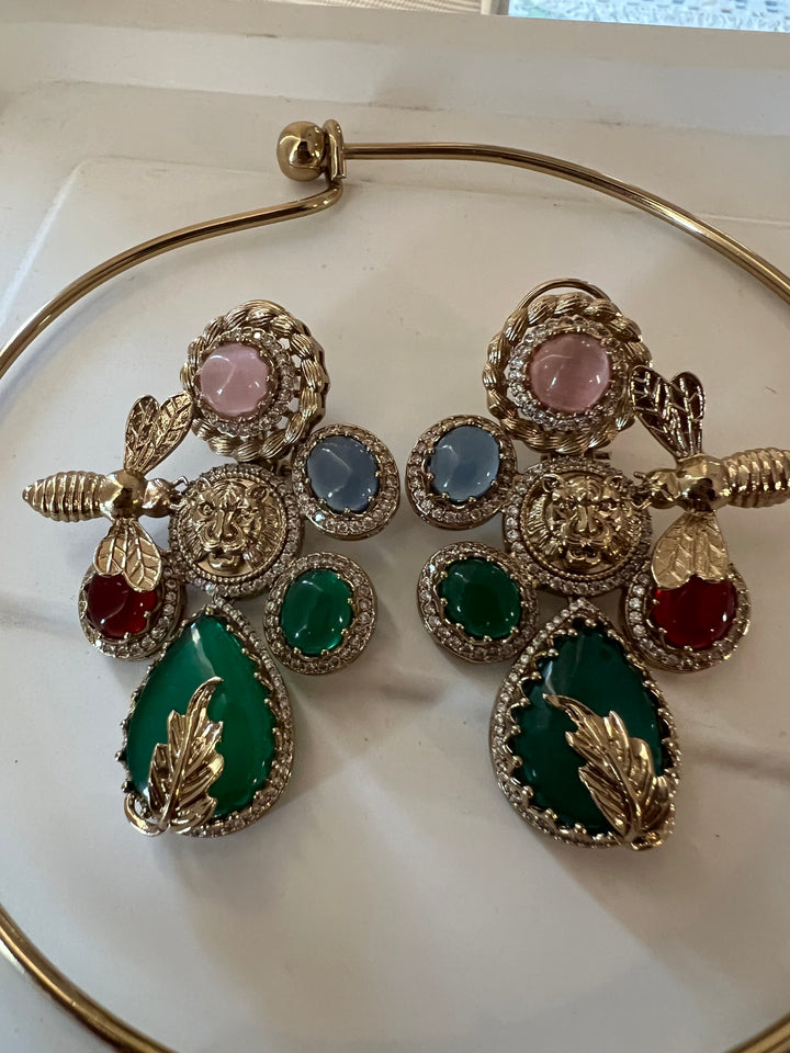 Elegant Animal Figurine Designer Necklace Set | SHIVKA | Brass, Copper & Silver | Perfect for Destination Weddings