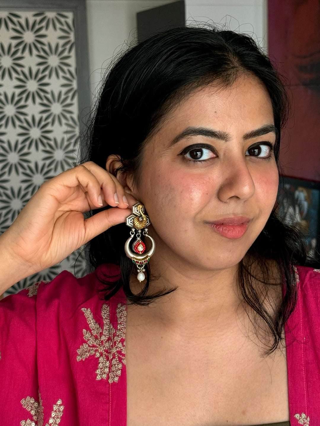 Tribal Peacock 925 Silver Earrings | SHIVKA