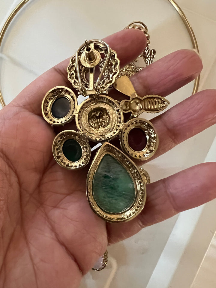 Elegant Animal Figurine Designer Necklace Set | SHIVKA | Brass, Copper & Silver | Perfect for Destination Weddings