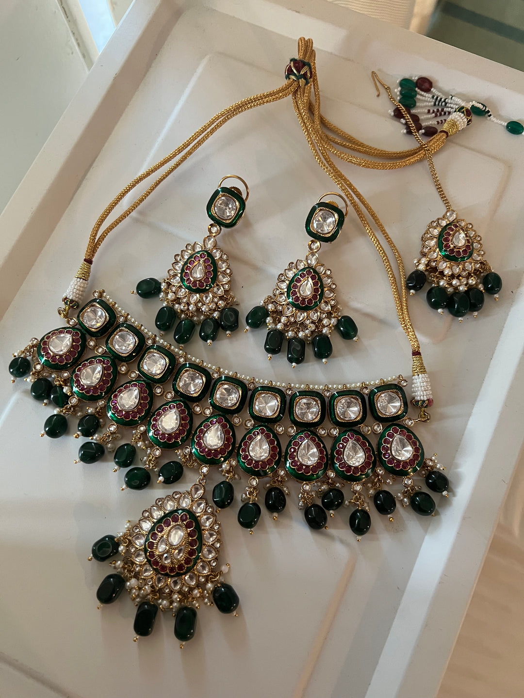 Royal Bridal Necklace with Earrings and Maangtikka/ Wedding Set/ Bridal Jewellery/ Wedding Jewellery/ Royal Bride