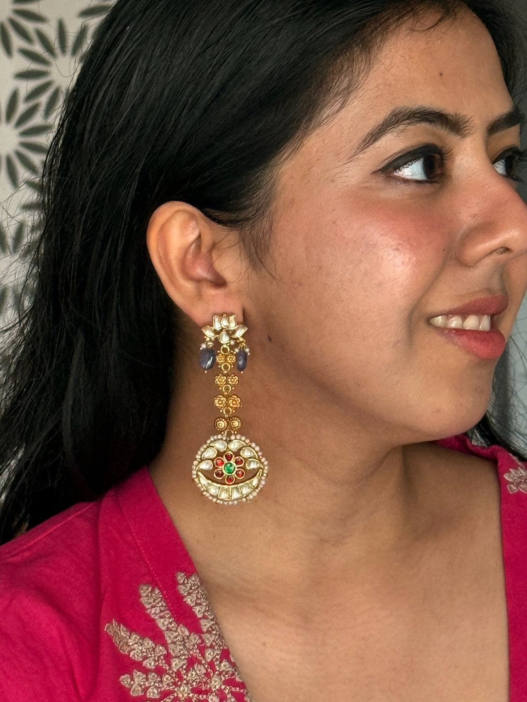 925 Silver Kundan Pearl Earrings | SHIVKA