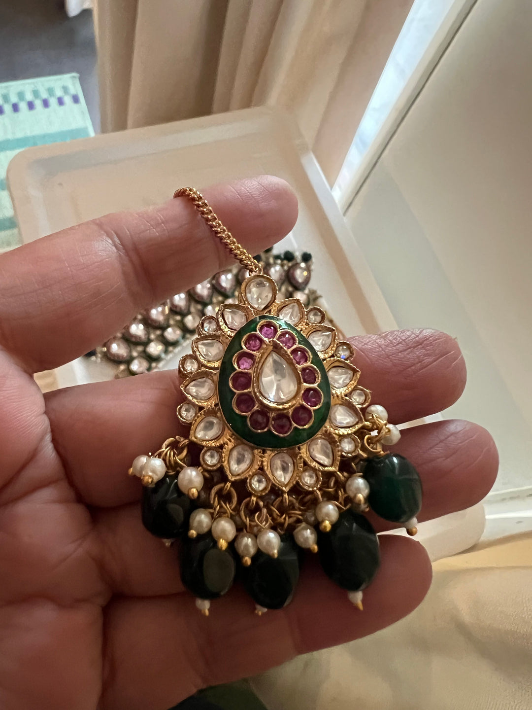 Royal Bridal Necklace with Earrings and Maangtikka/ Wedding Set/ Bridal Jewellery/ Wedding Jewellery/ Royal Bride