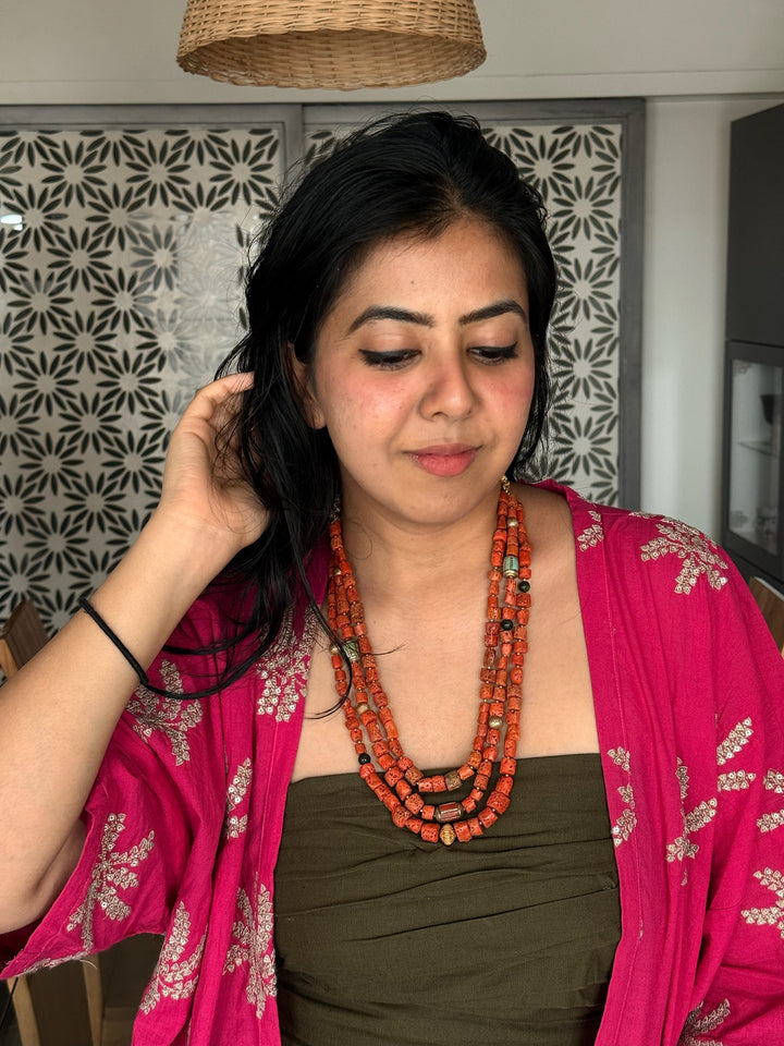 Coral Turquoise Silver Necklace | SHIVKA