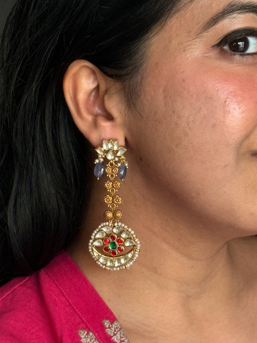 925 Silver Kundan Pearl Earrings | SHIVKA