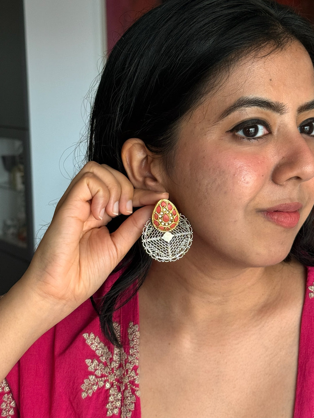 SHIVKA Antique Coral 925 Silver Earrings