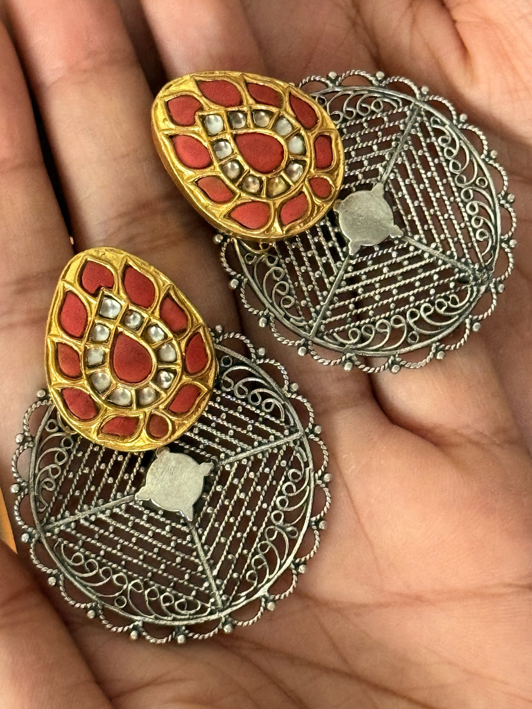 SHIVKA Antique Coral 925 Silver Earrings