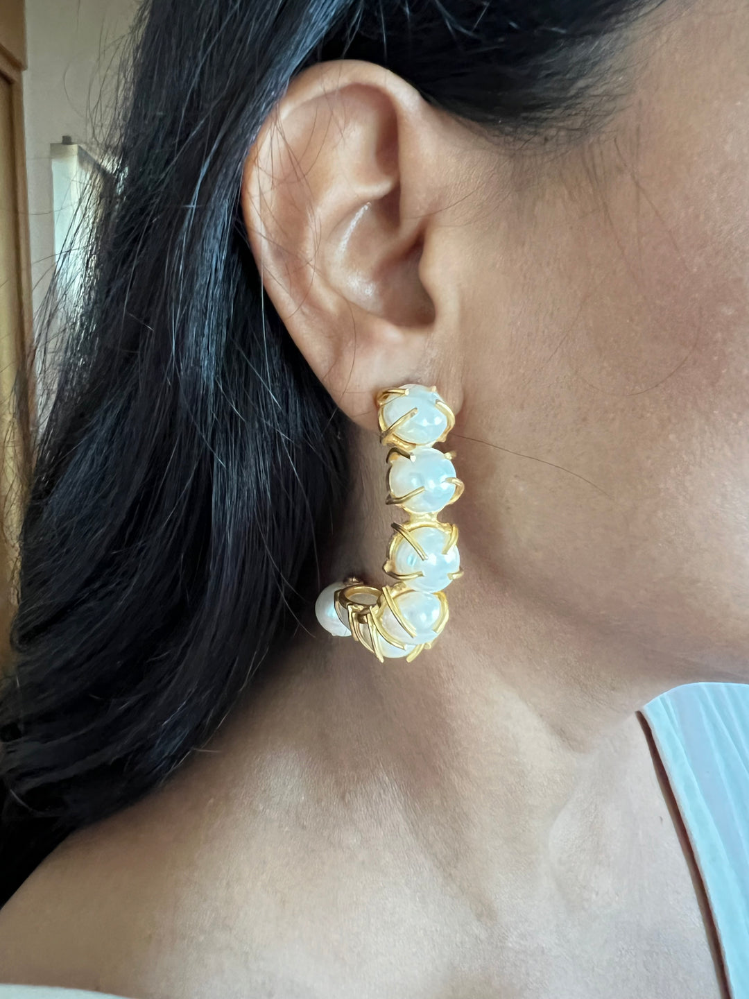 Classy Pearl Hoop Earrings