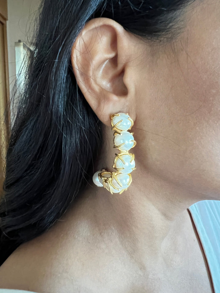 Classy Pearl Hoop Earrings