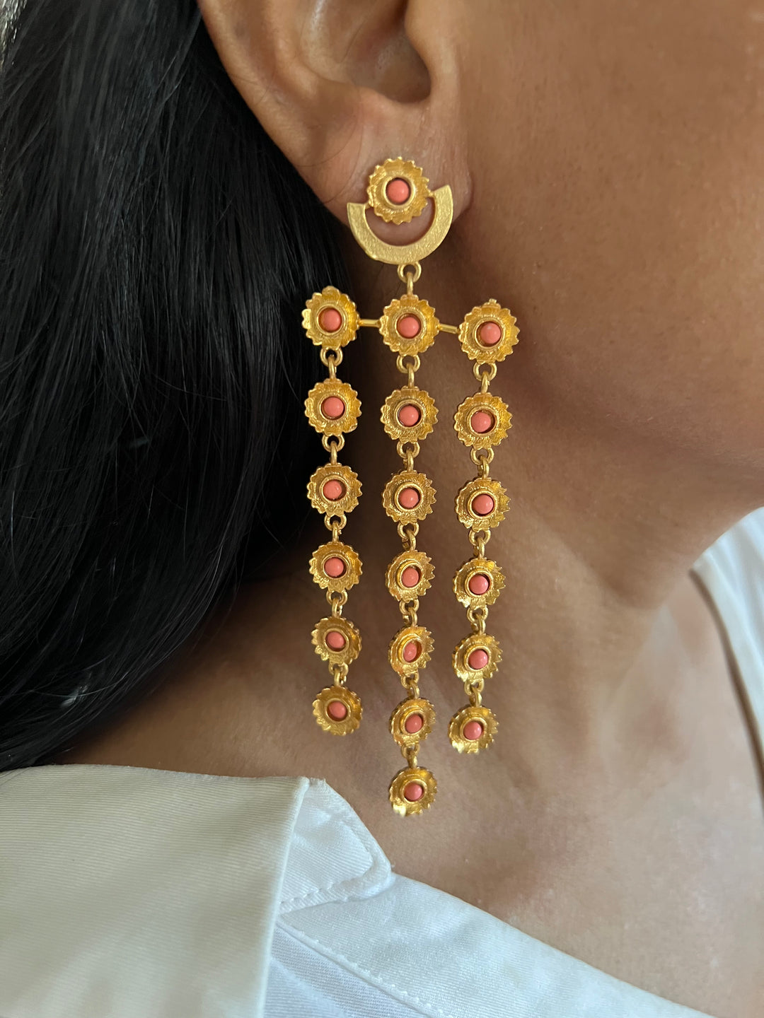 Pink Coral Flowers Earrings
