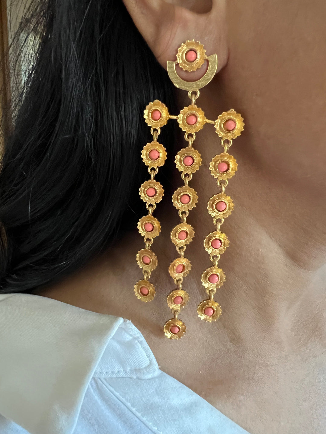 Pink Coral Flowers Earrings