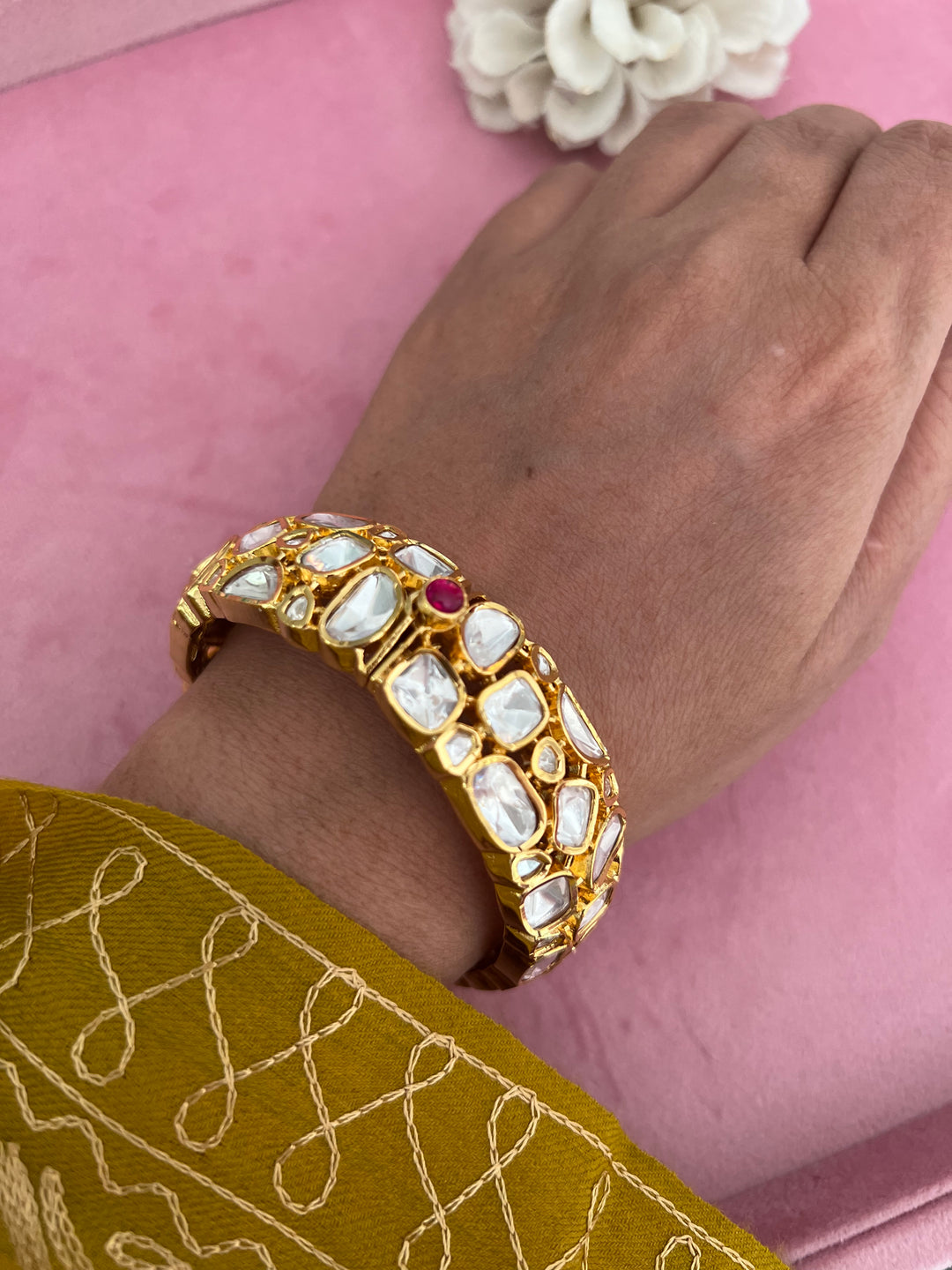 Elegant Polki Stone Bangles Set: Celebrate in Style