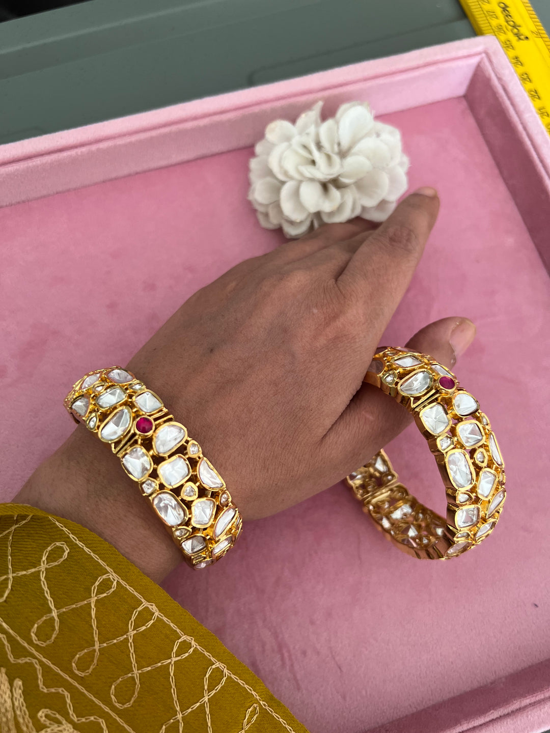 Elegant Polki Stone Bangles Set: Celebrate in Style