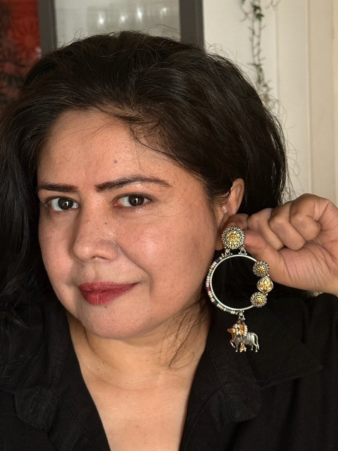 Fusion Kundan Silver Earrings | SHIVKA