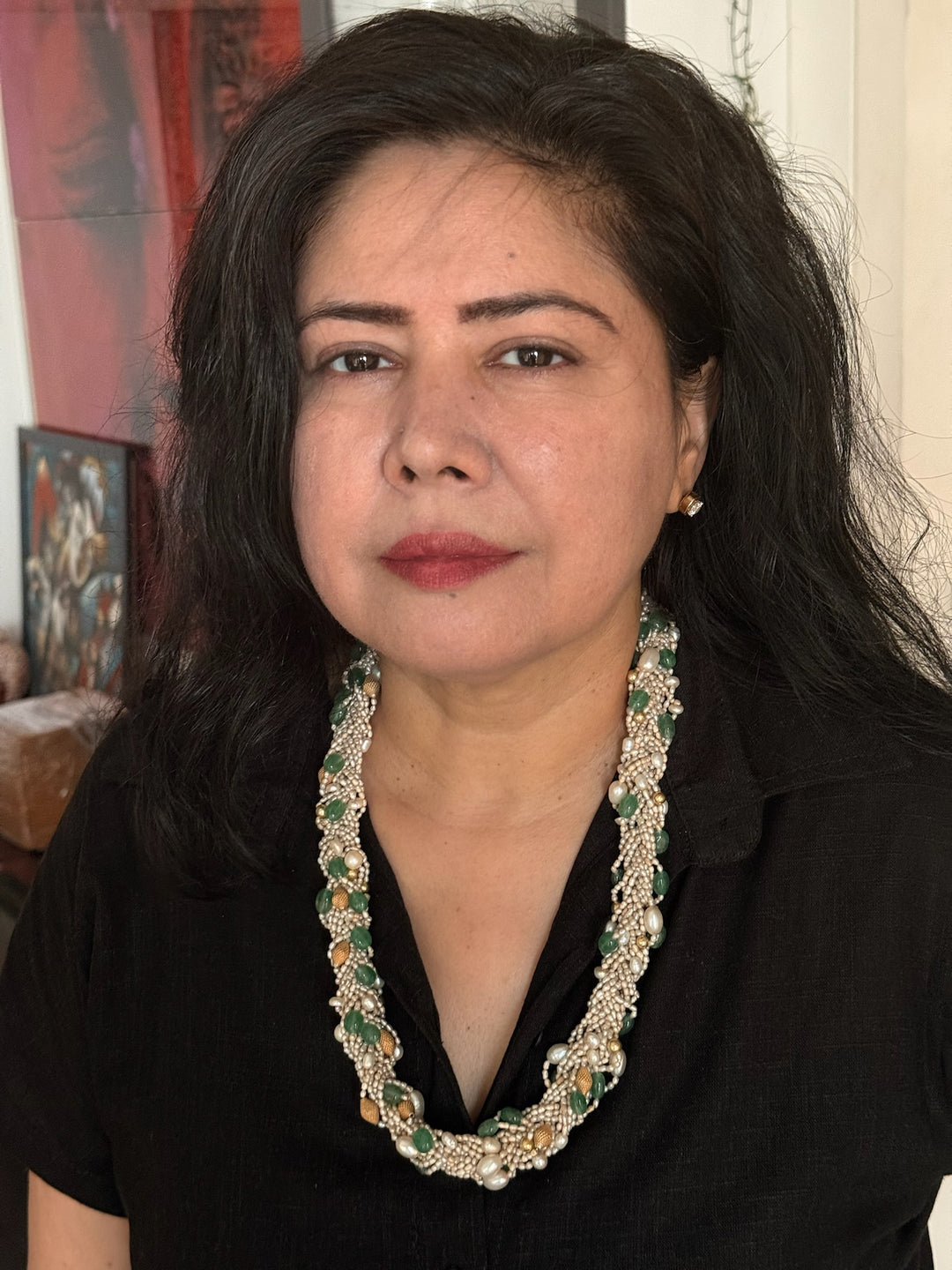 Handmade Real Gemstone & Pearl 925 Silver Fusion Necklace by SHIVKA