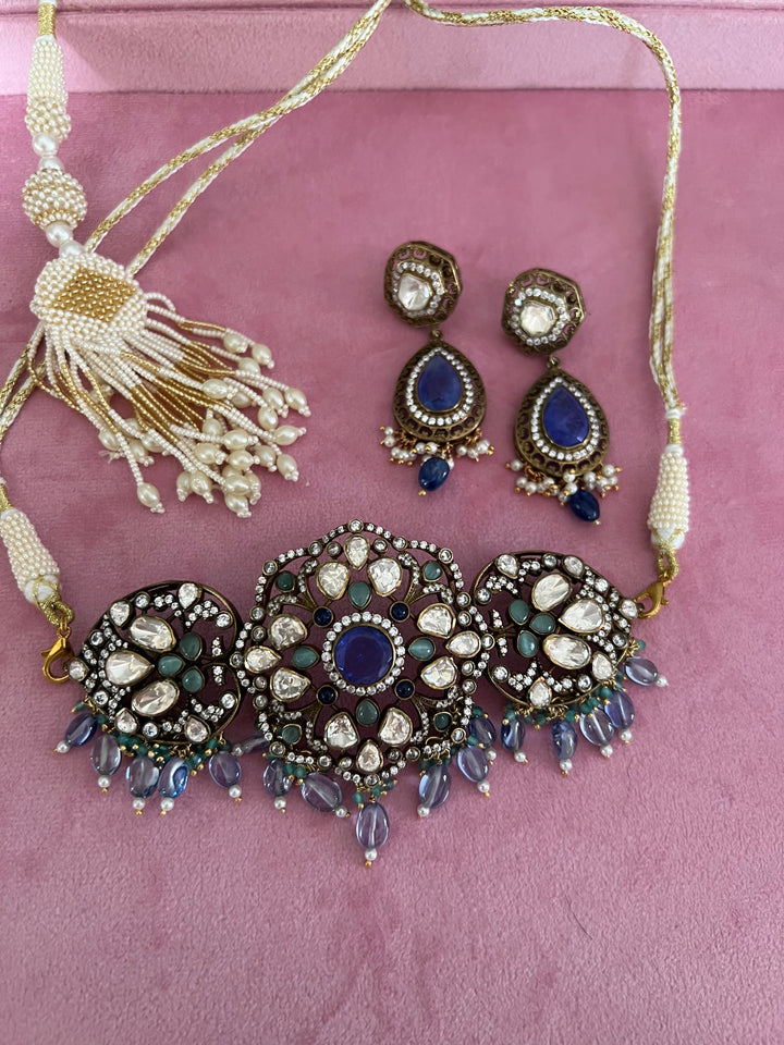 Victorian Brilliance Choker Necklace Set - Premium CZ Stones