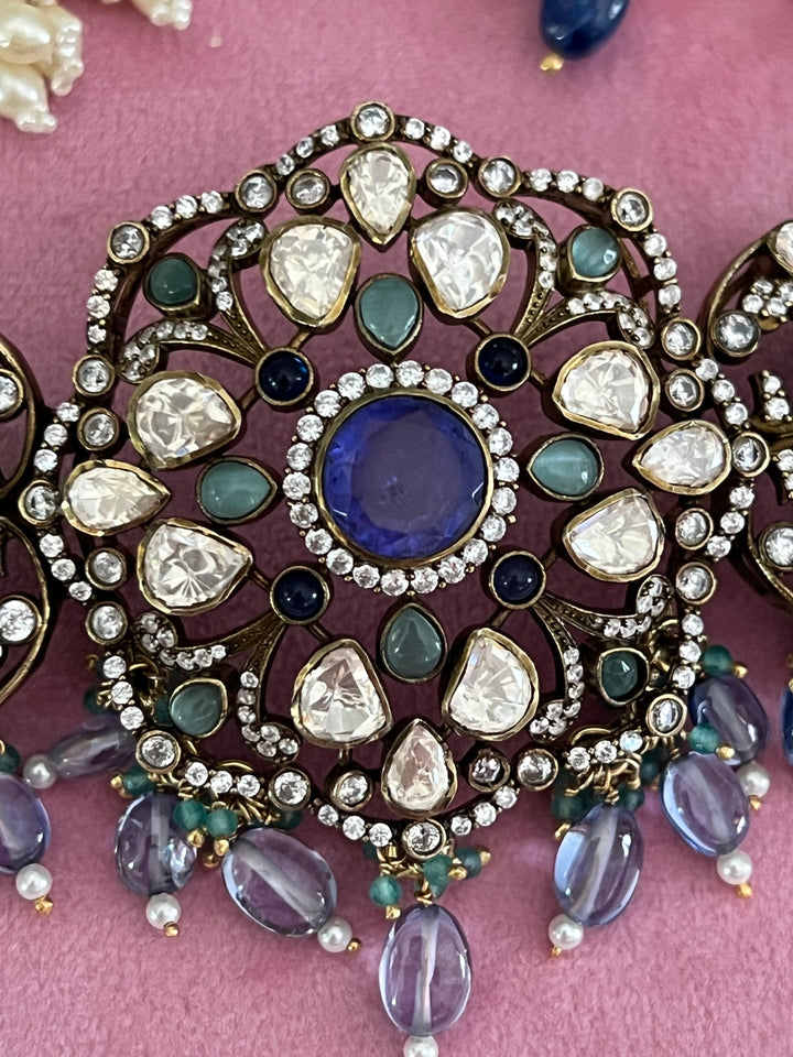 Victorian Brilliance Choker Necklace Set - Premium CZ Stones