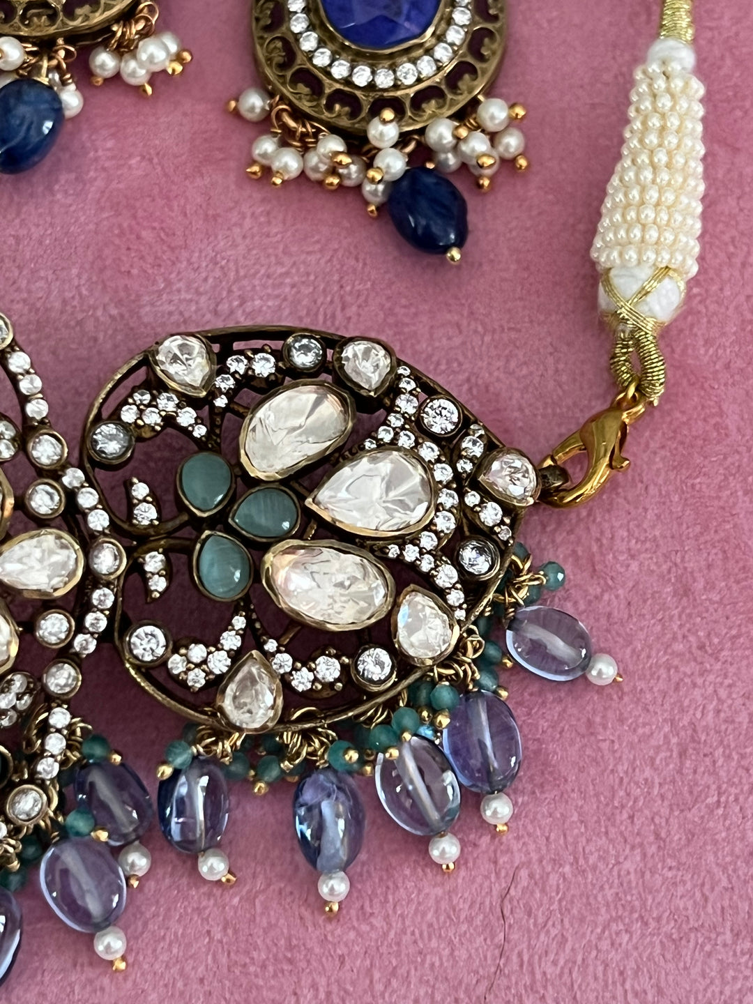 Victorian Brilliance Choker Necklace Set - Premium CZ Stones