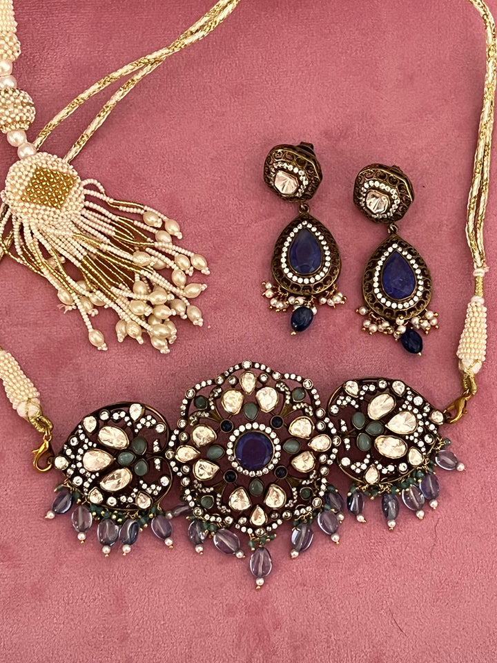 Victorian Brilliance Choker Necklace Set - Premium CZ Stones