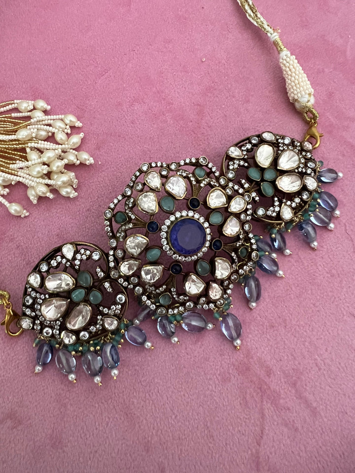 Victorian Brilliance Choker Necklace Set - Premium CZ Stones