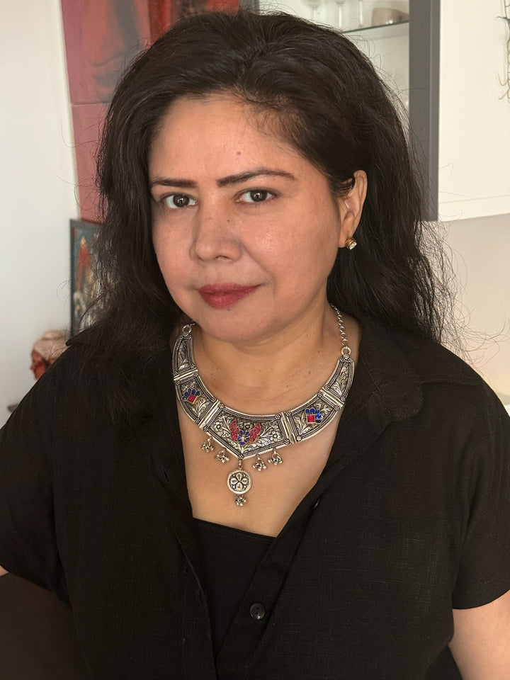 Handmade Elegant 925 Silver Hasli Collar Necklace by SHIVKA