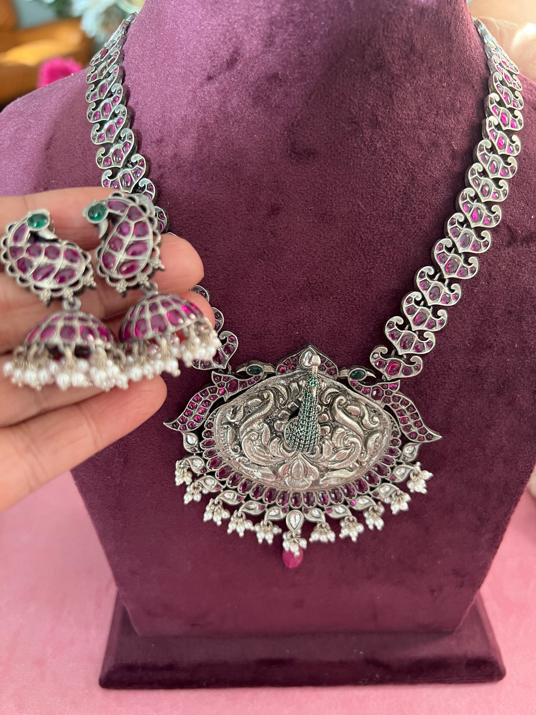 Elegance Redefined: Necklace and Jhumki Earrings Set