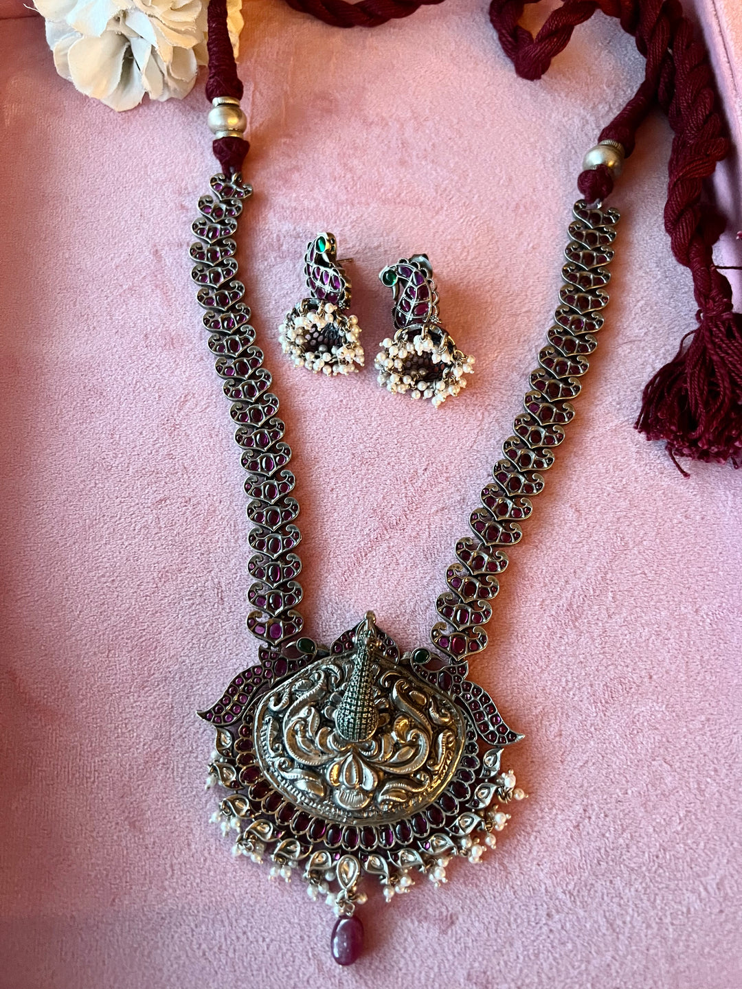 Elegance Redefined: Necklace and Jhumki Earrings Set