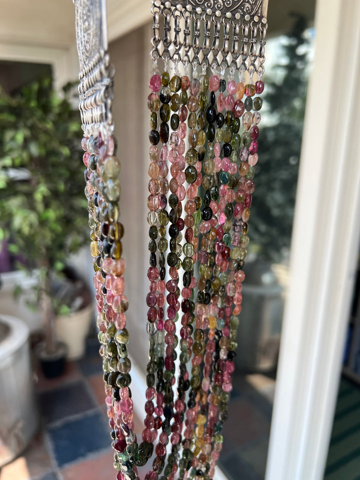 SHIVKA Pure 925 Silver with Real Tourmaline Beads Rani Haar